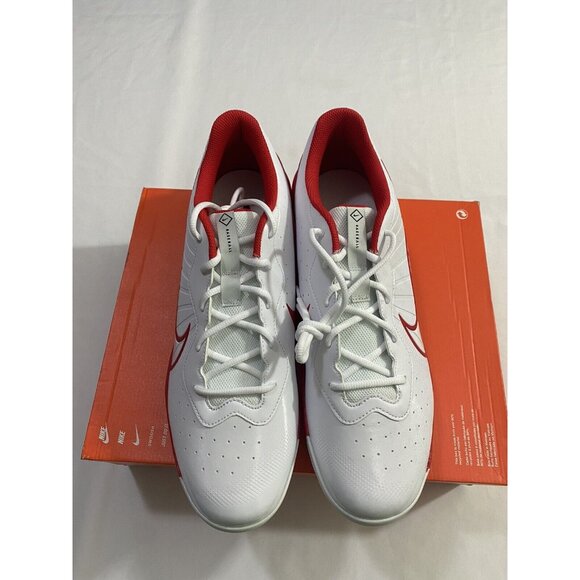 New Mens Size 14 White Red Nike Alpha Huarache Varsity 4 Low Baseball Cleats main image 11